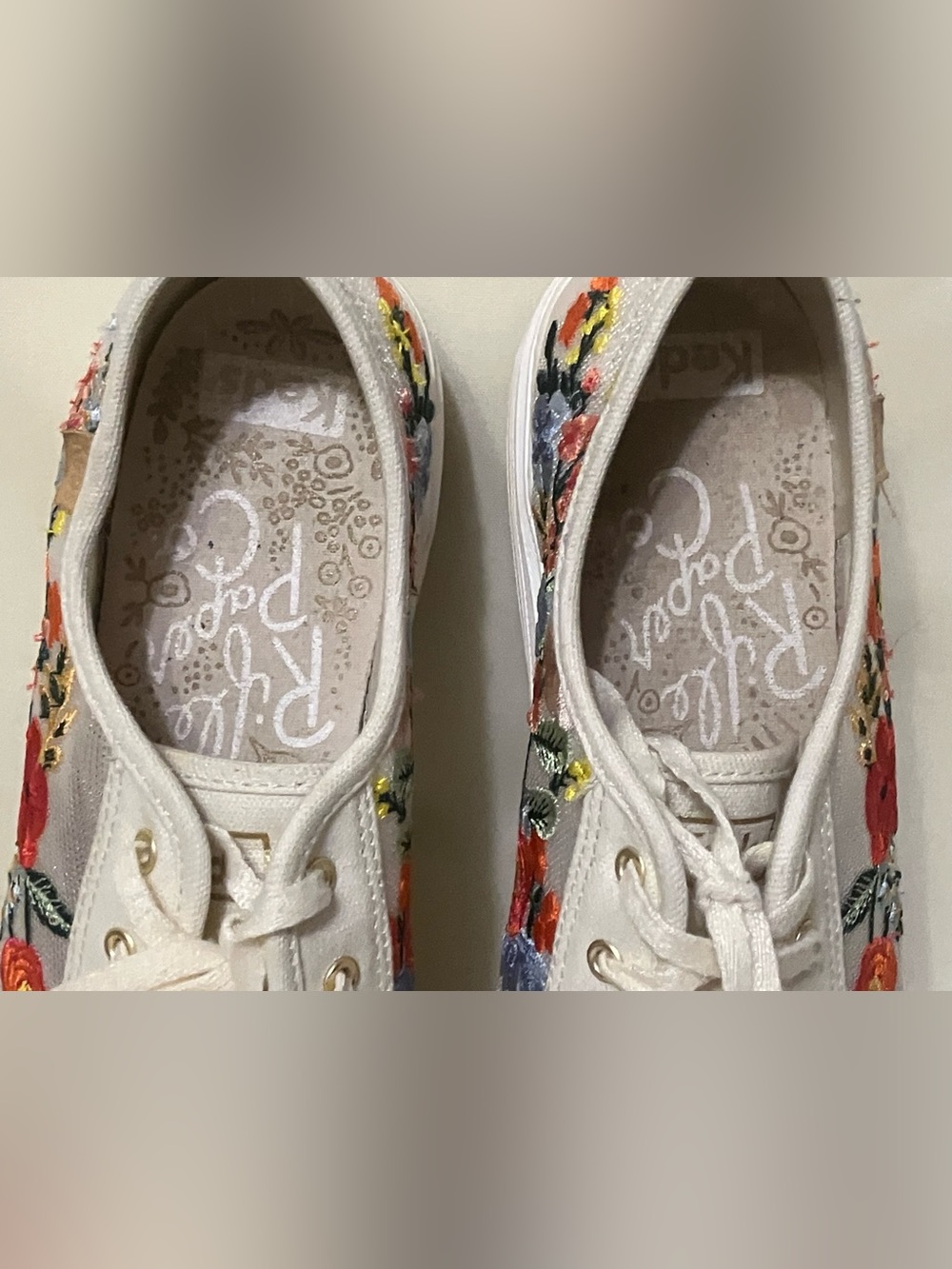 KEDS Rifle Paper Co Women's Embroidered Flowers Canvas Lace Up Sneakers Sz 10 - Picture 9 of 13